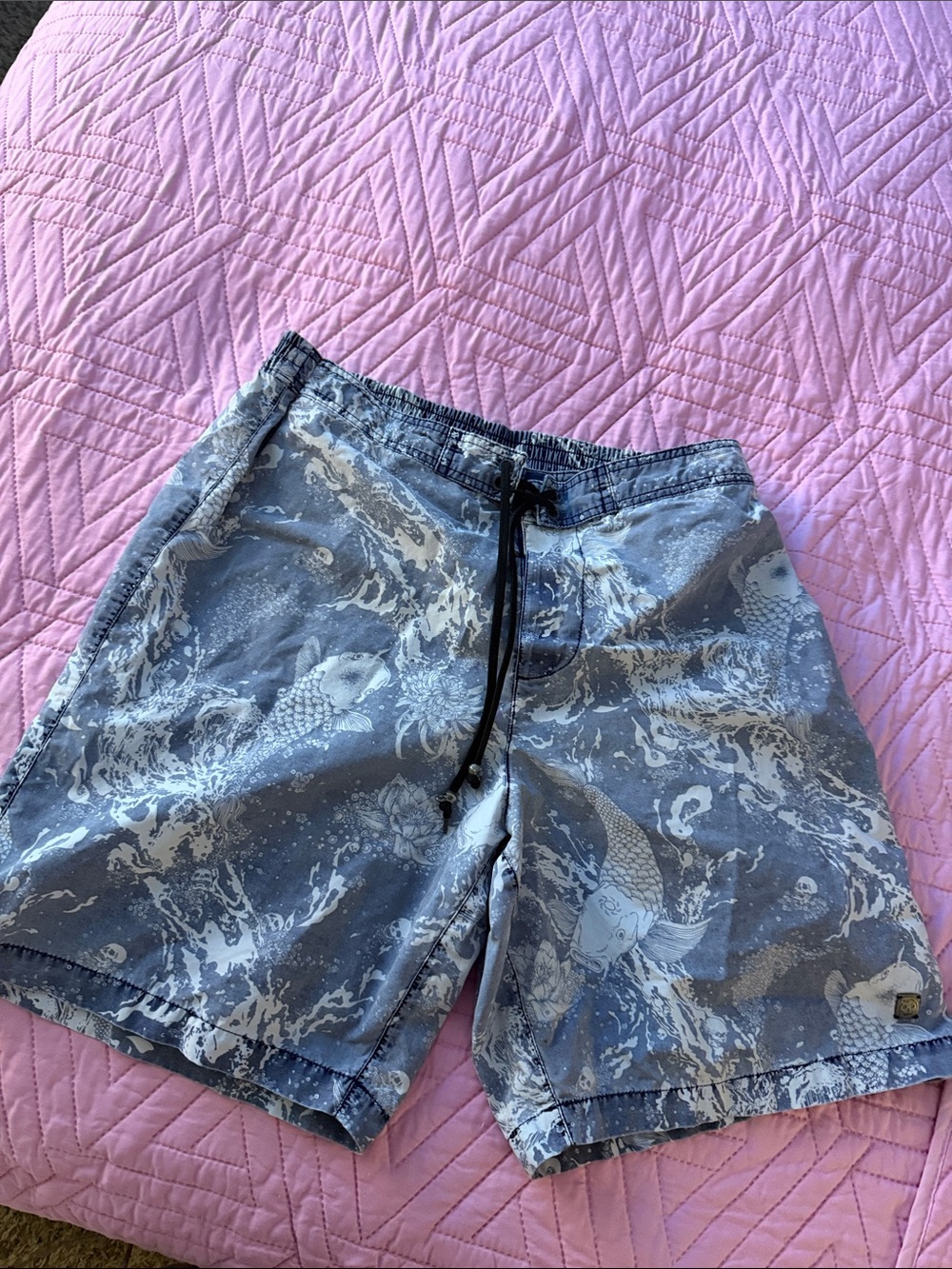 Men's Alexander McQueen Blue Koi Print Swim Trunks